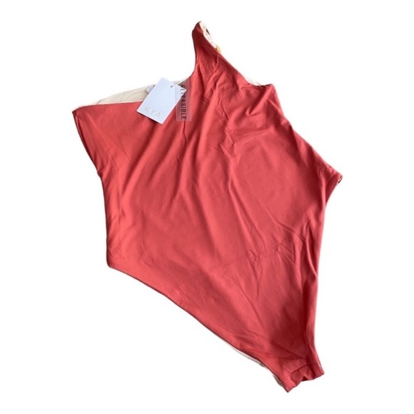 NEW Reversible One Piece Kya Swimsuit Amara One Shoulder Terracota & Bone - Picture 7 of 11